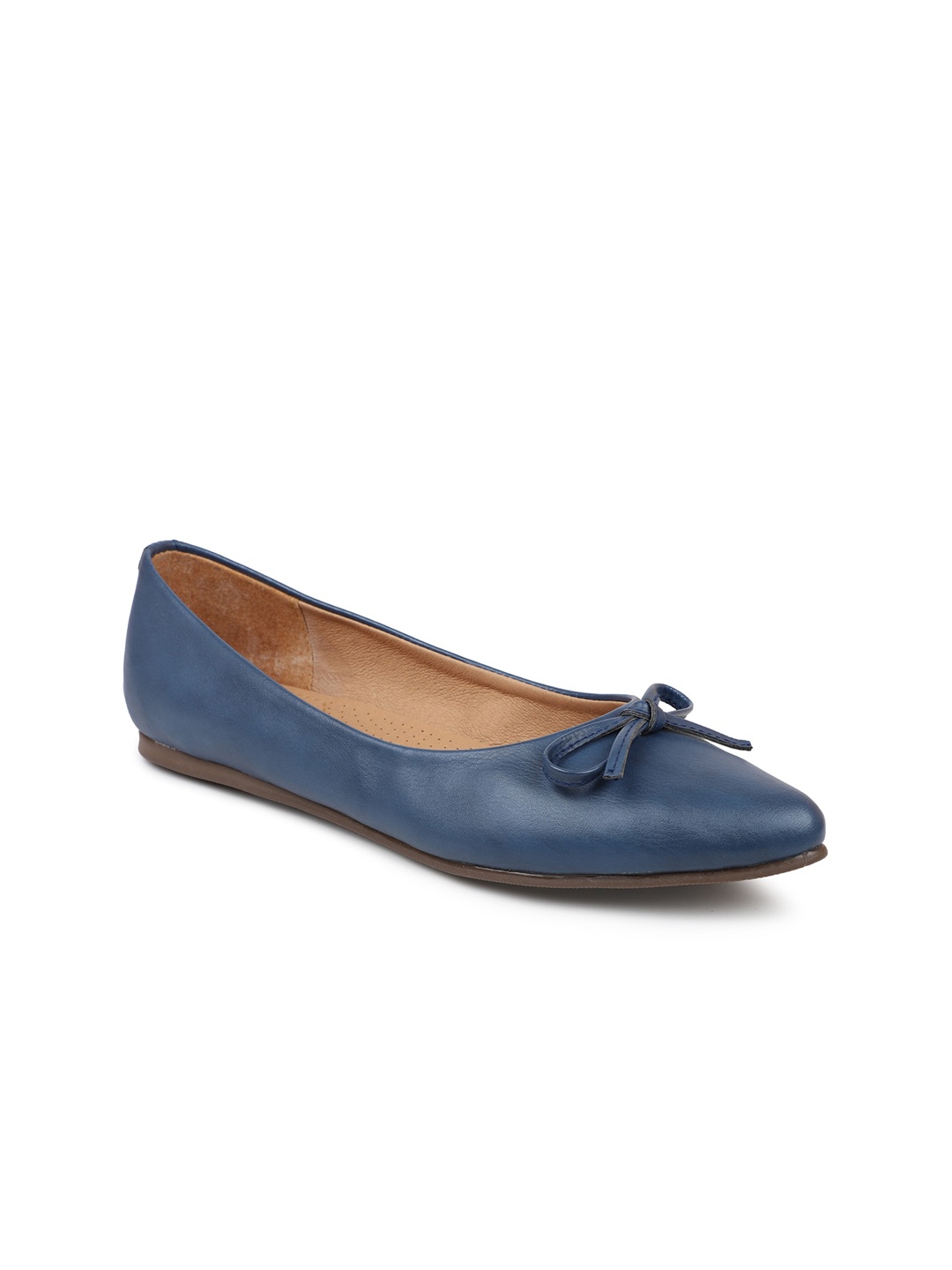 

Inc 5 Women Blue Textured Bows Ballerinas Flats