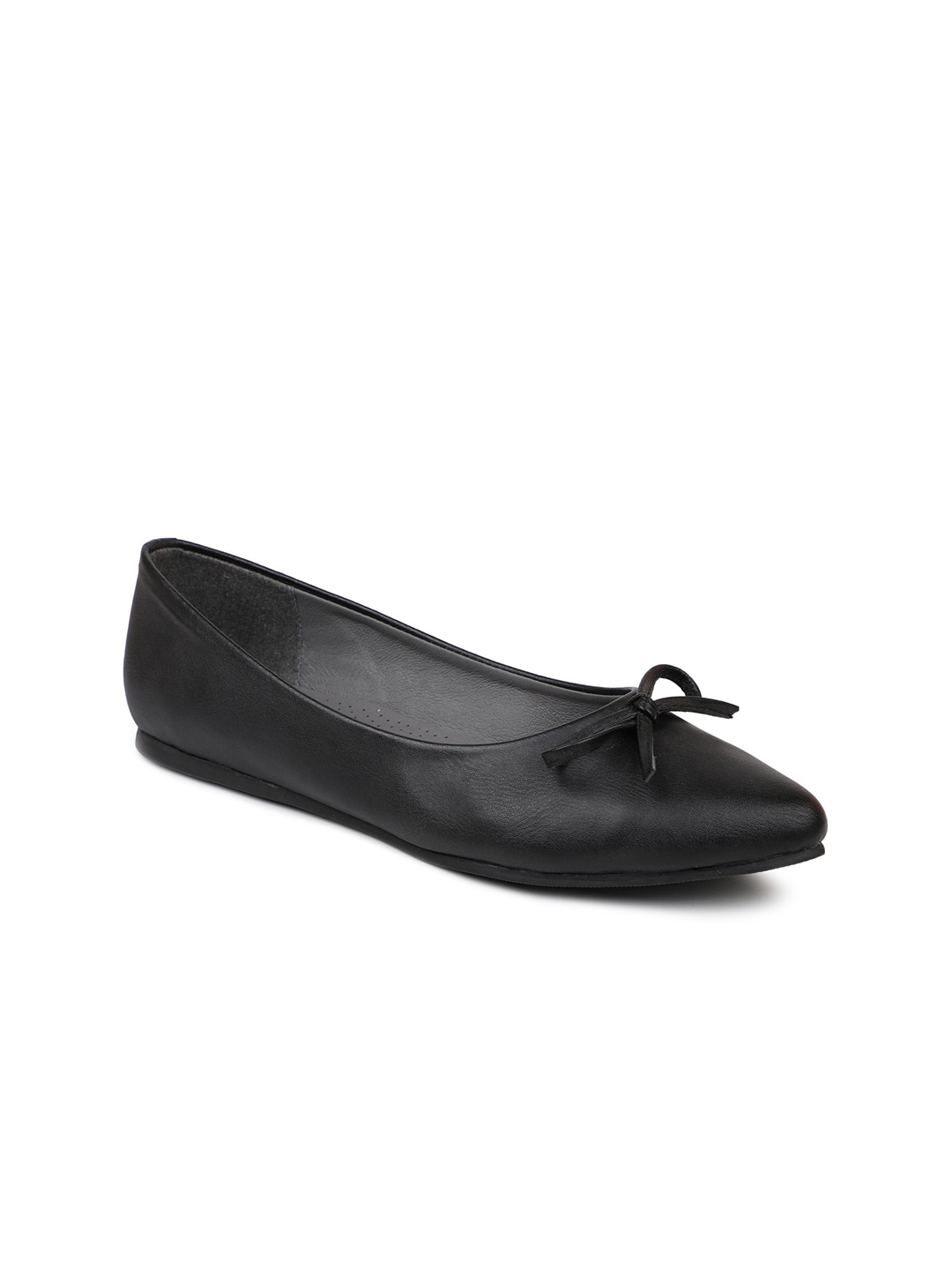 

Inc 5 Women Black Textured Bows Ballerinas Flats