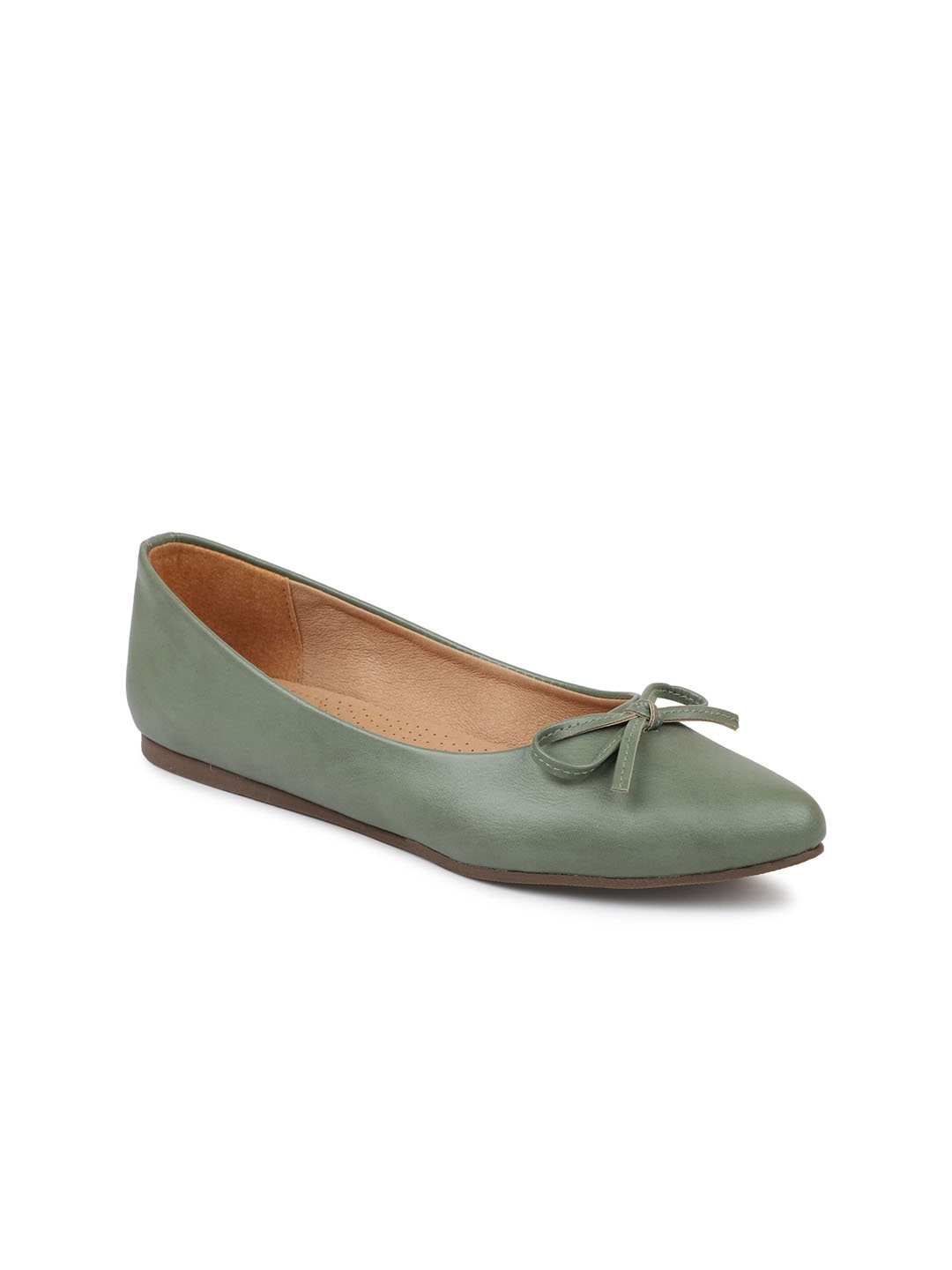 

Inc 5 Women Green Textured Bows Ballerinas Flats