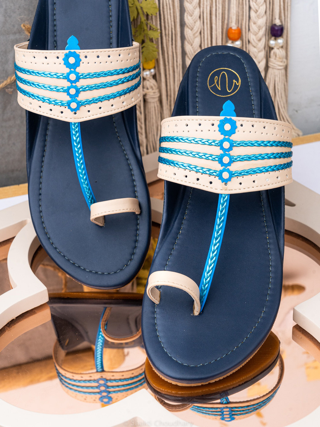 

NR By Nidhi Rathi Women Navy Blue Striped Flats