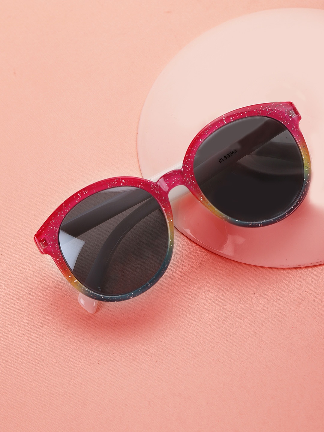 

Carlton London Girls Black Lens & Pink Round Sunglasses, Grey