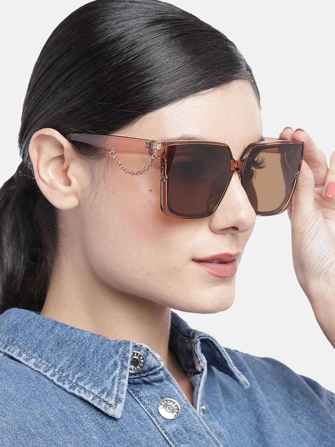 Carlton London Women Brown Lens & Brown Square Sunglasses with UV Protected Lens CLSW076