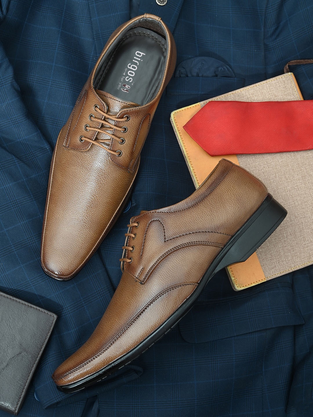 

Birgos Mens Tan Solid Formal Lace-up shoes