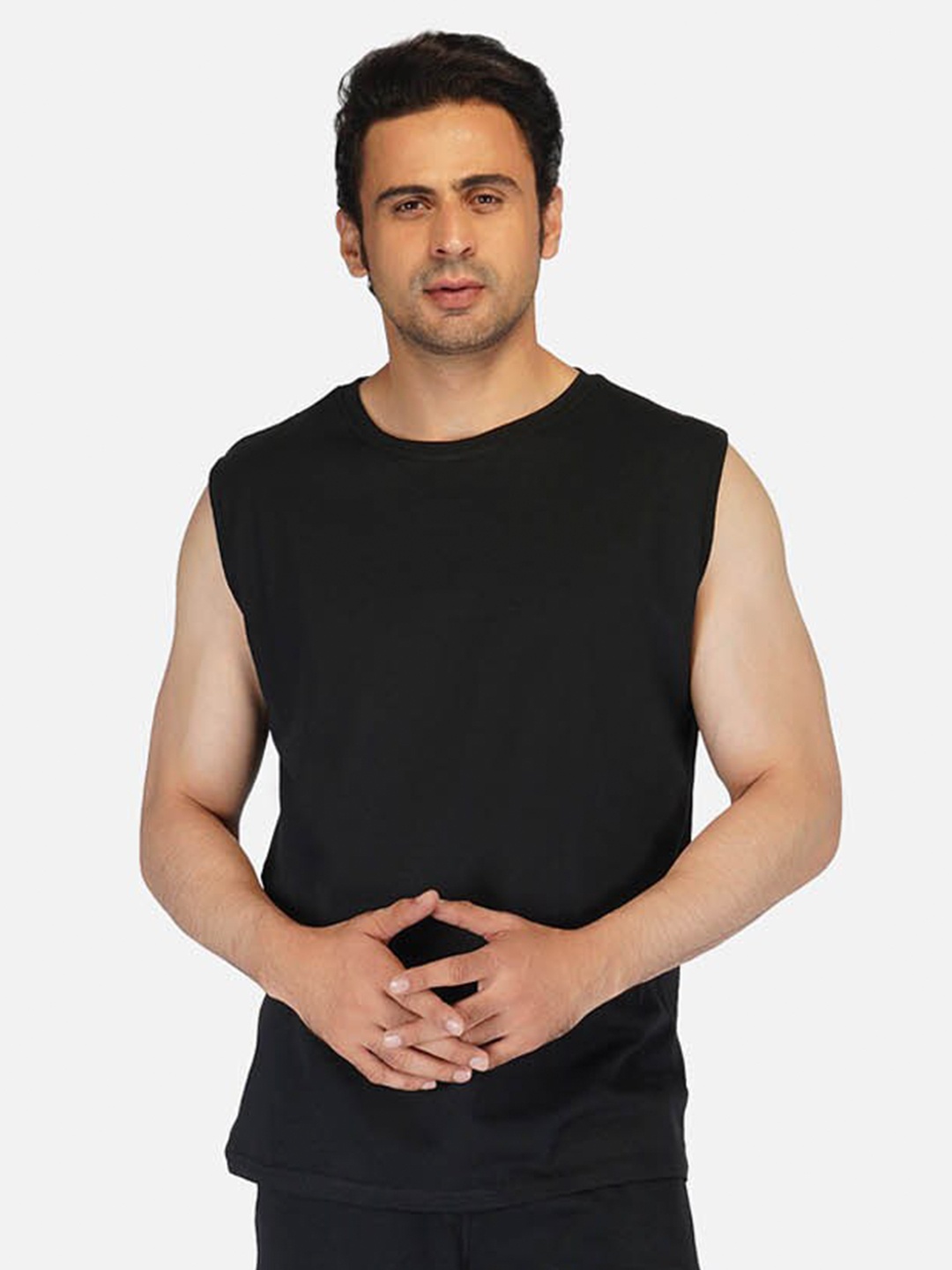 

IMPERATIVE Men Black Sleeveless Anti Odour T-shirt