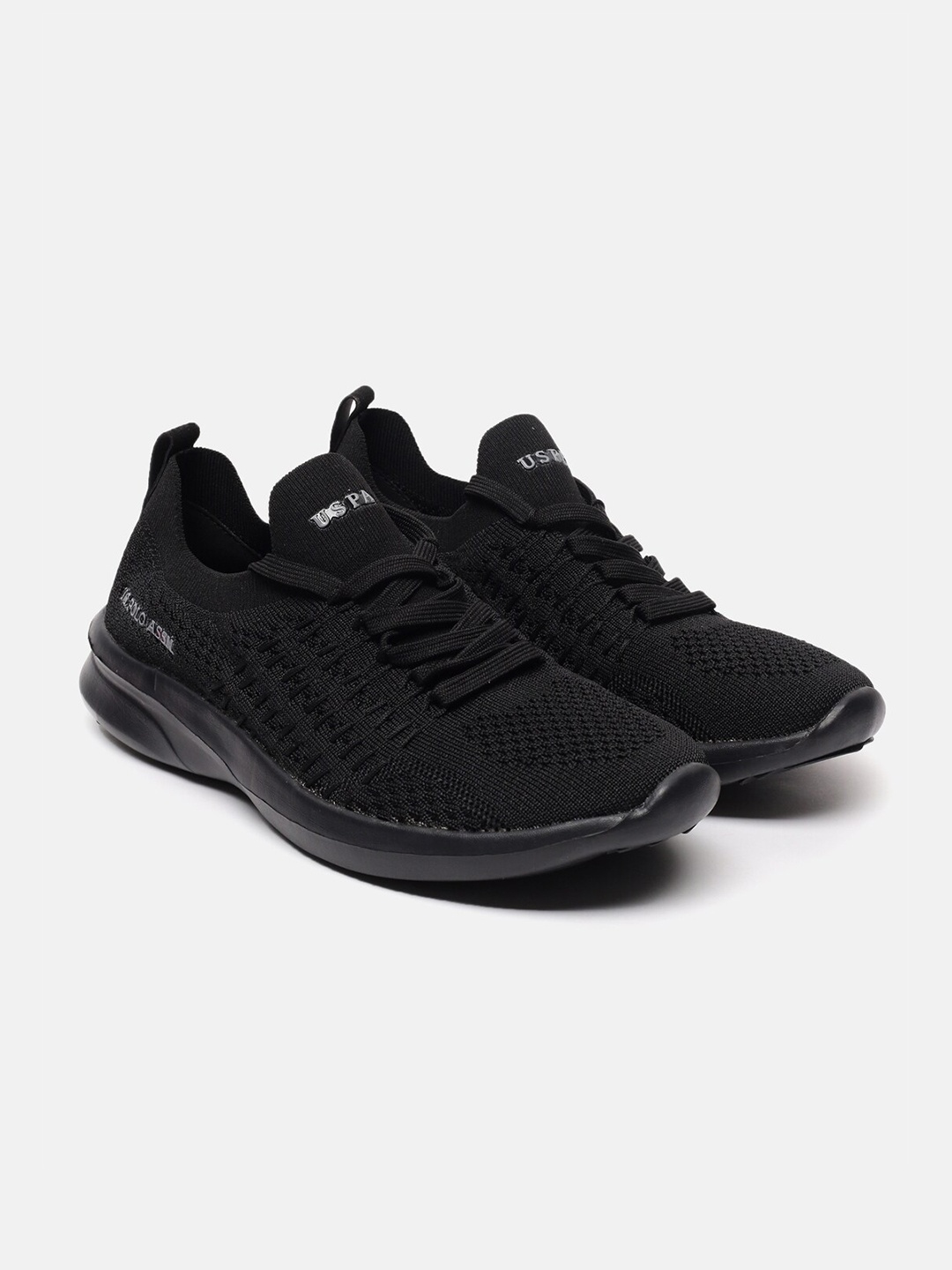 

U S Polo Assn Men Black Textile Running Shoes