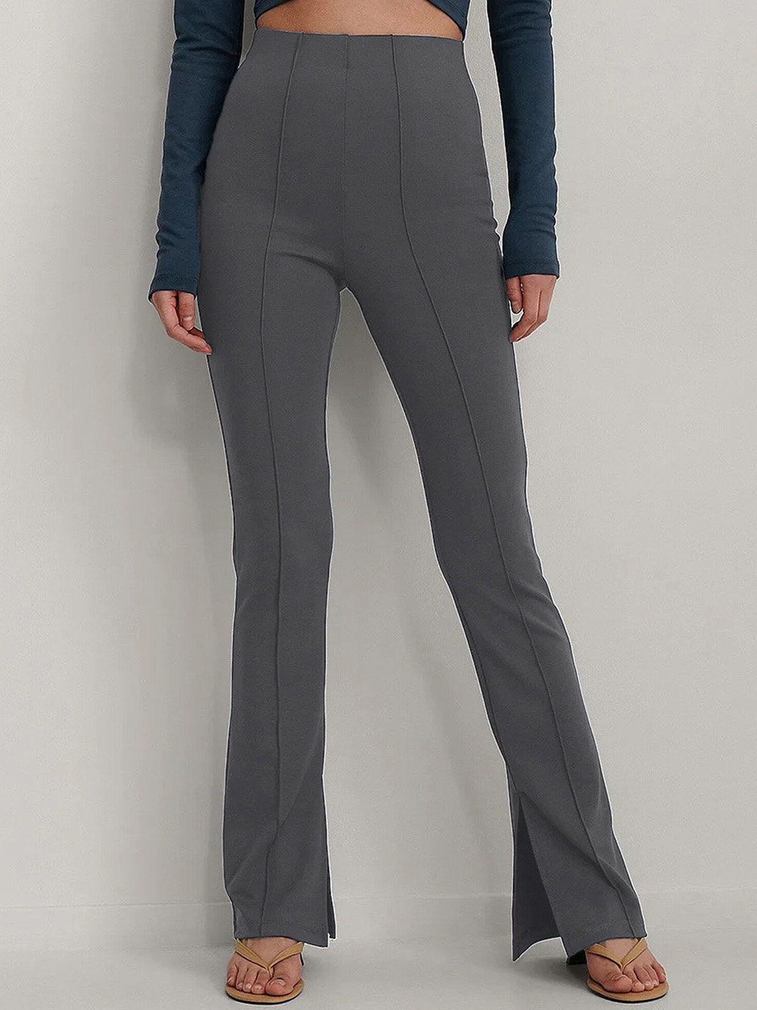 

ADDYVERO Women Grey Relaxed High-Rise Easy Wash Trousers