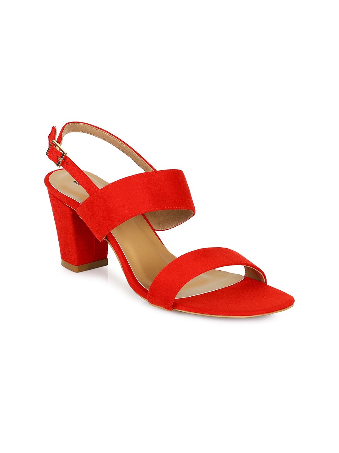 

SOLES Red Block Sandals with Buckles
