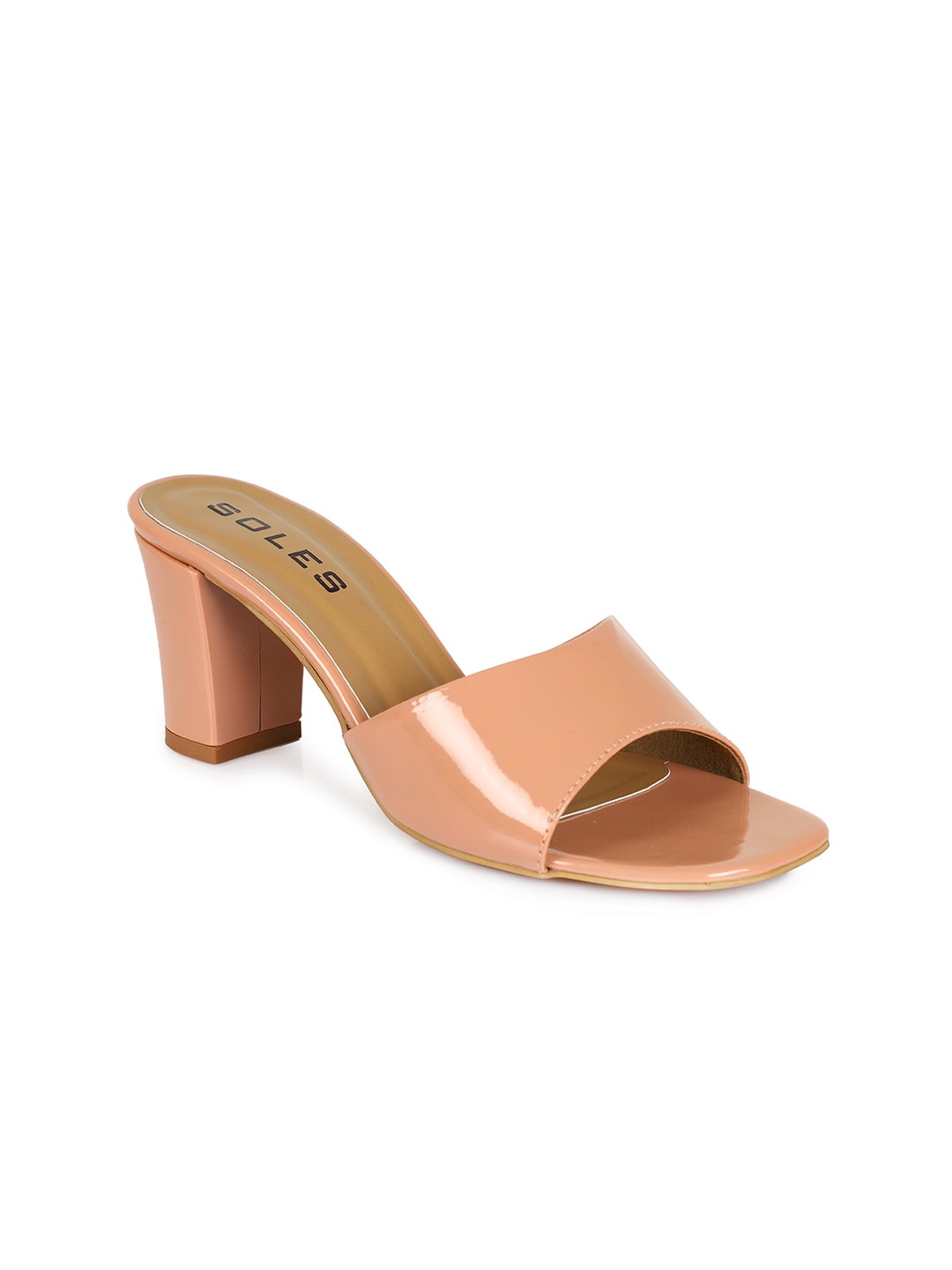 

SOLES Peach-Coloured Block Sandals