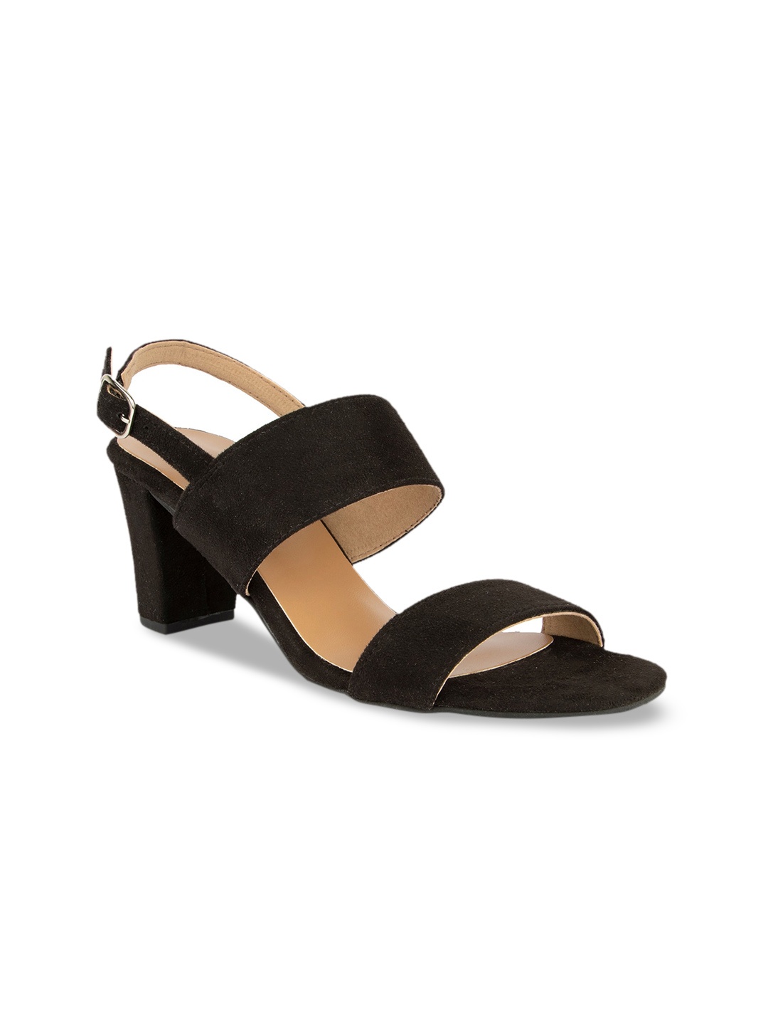 

SOLES Black Block Sandals with Buckles