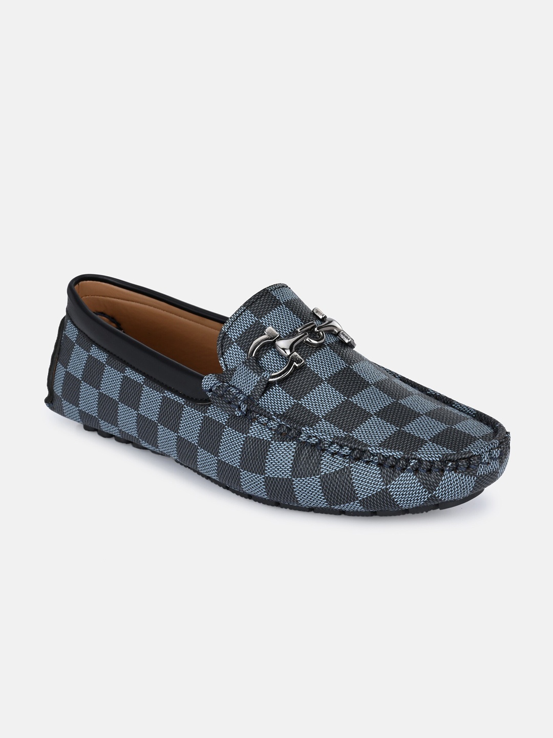 

Big Fox Men Grey Checked Loafers