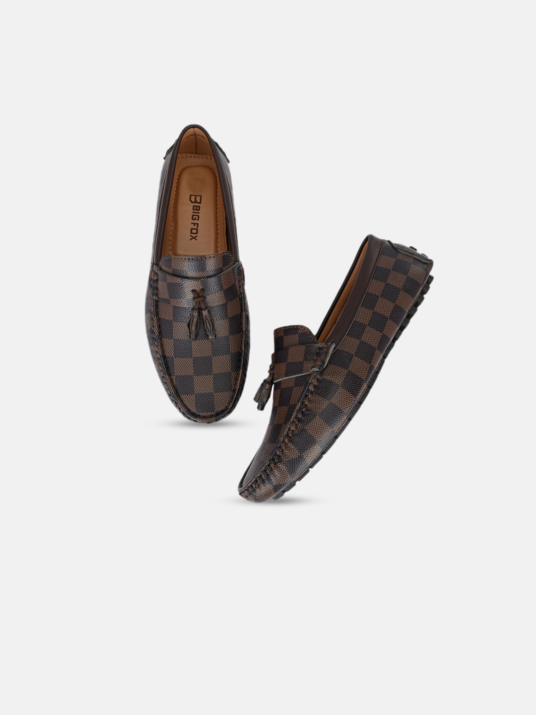 

Big Fox Men Brown Printed Leather Loafers