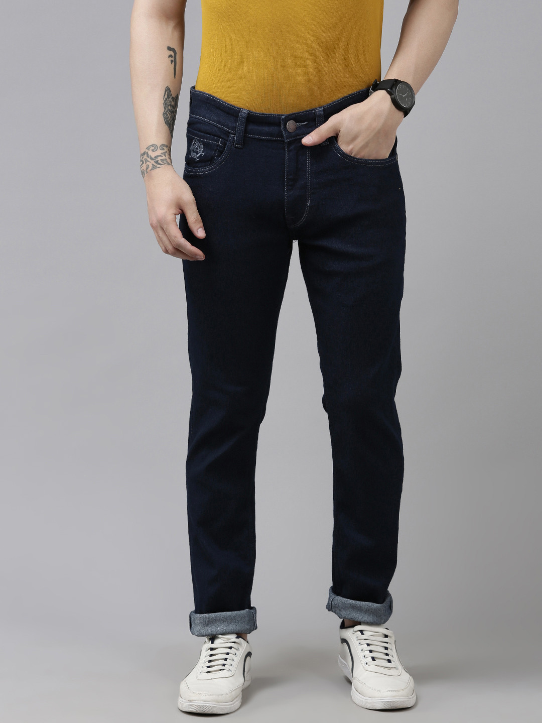 

U S Polo Assn Denim Co Men Mid-Rise Slim Fit Stretchable Jeans, Navy blue