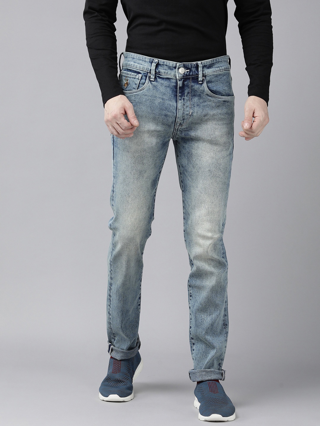 

U S Polo Assn Denim Co Men Skinny Fit Heavy Fade Stretchable Jeans, Blue