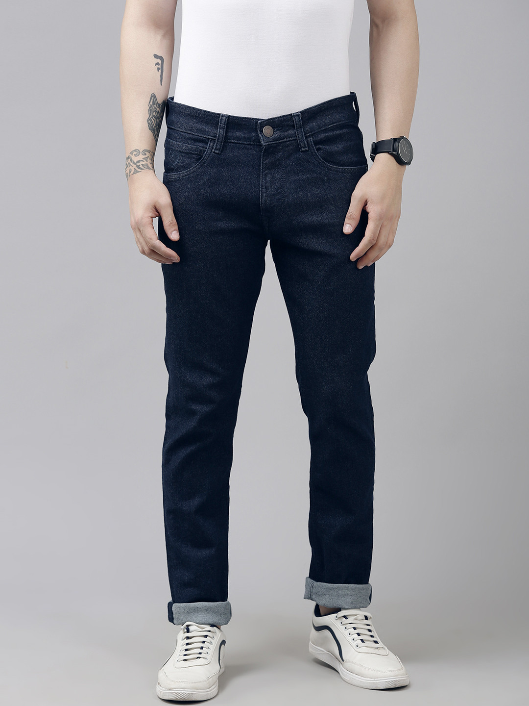 

U S Polo Assn Denim Co Men Slim Fit Mid-Rise Stretchable Jeans, Blue