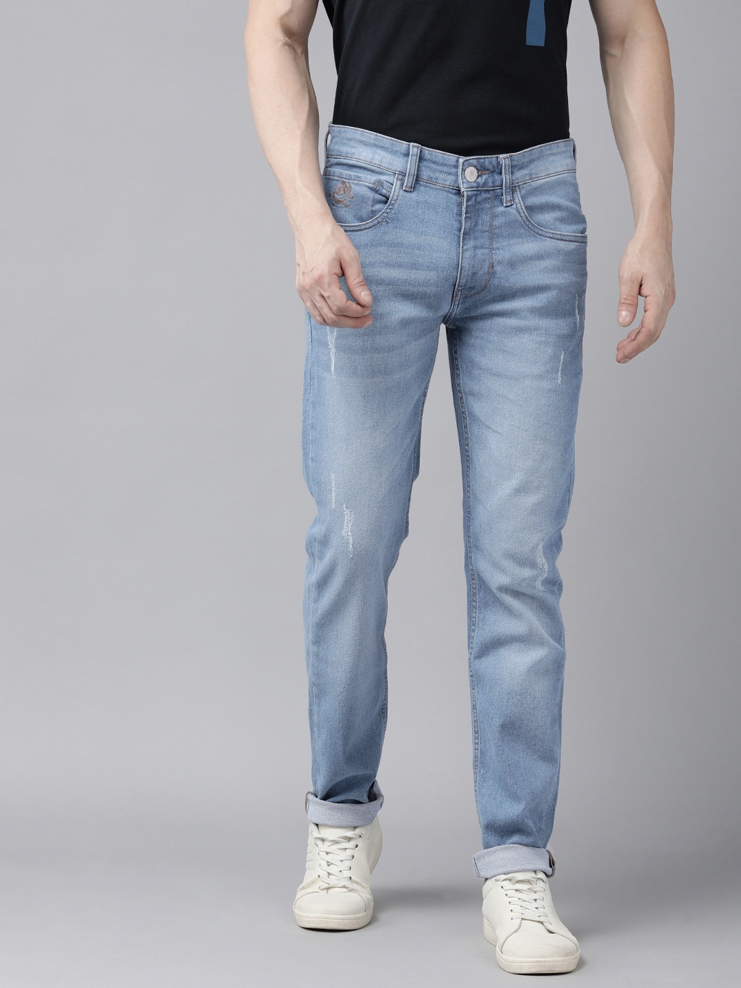 

U S Polo Assn Denim Co Men Skinny Fit Low Distress Heavy Fade Jeans, Blue