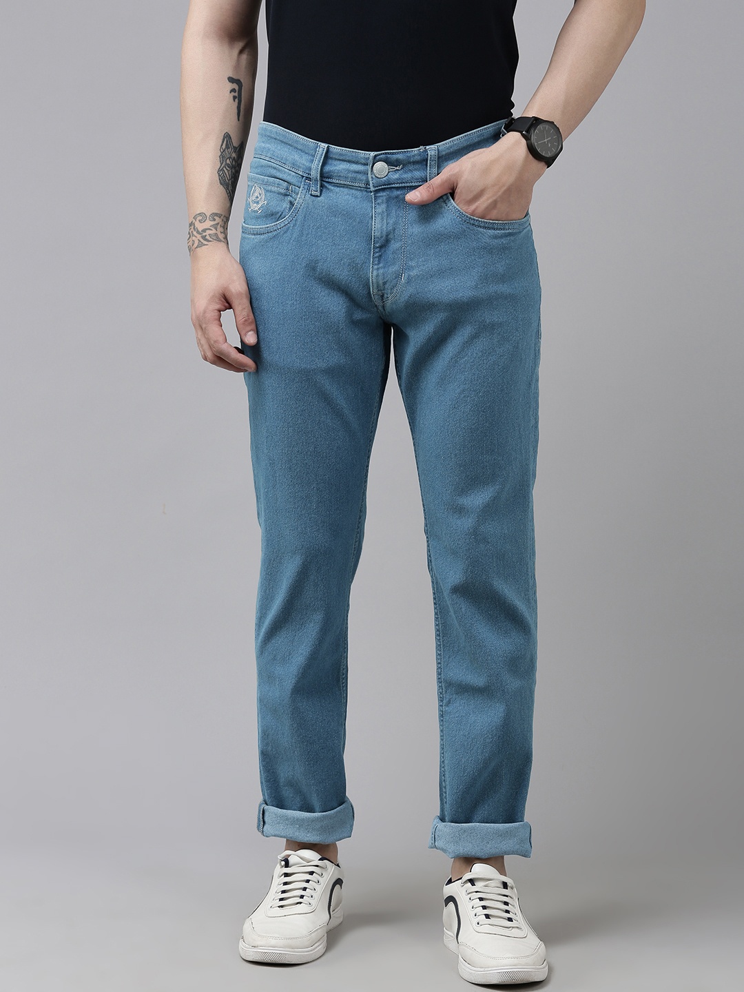 

U S Polo Assn Denim Co Men Slim Fit Mid-Rise Stretchable Jeans, Blue