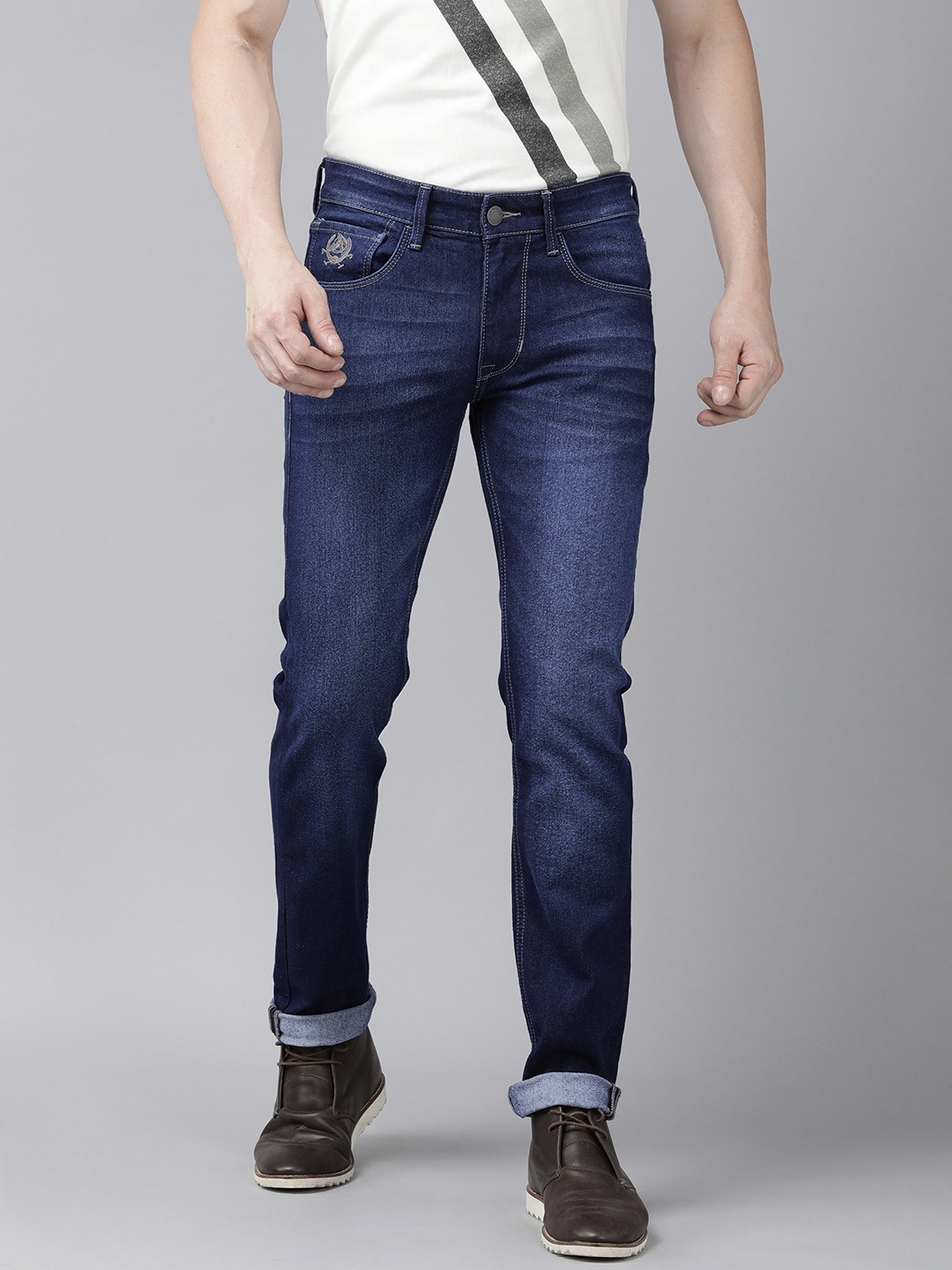 

U S Polo Assn Denim Co. Men Mid-Rise Skinny Fit Light Fade Stretchable Jeans, Blue