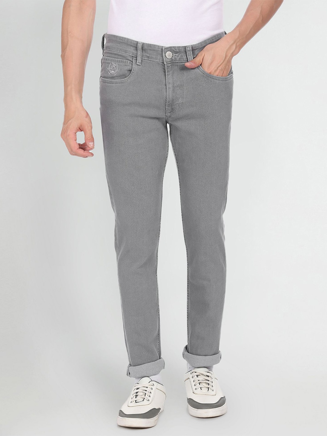 

U S Polo Assn Denim Co Men Mid-Rise Slim Fit Stretchable Jeans, Grey