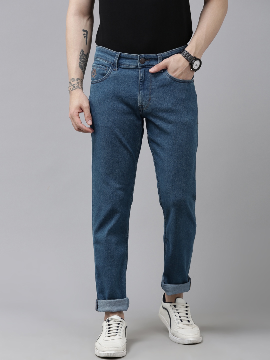 

U S Polo Assn Denim Co Men Slim Fit Light Fade Stretchable Jeans, Blue
