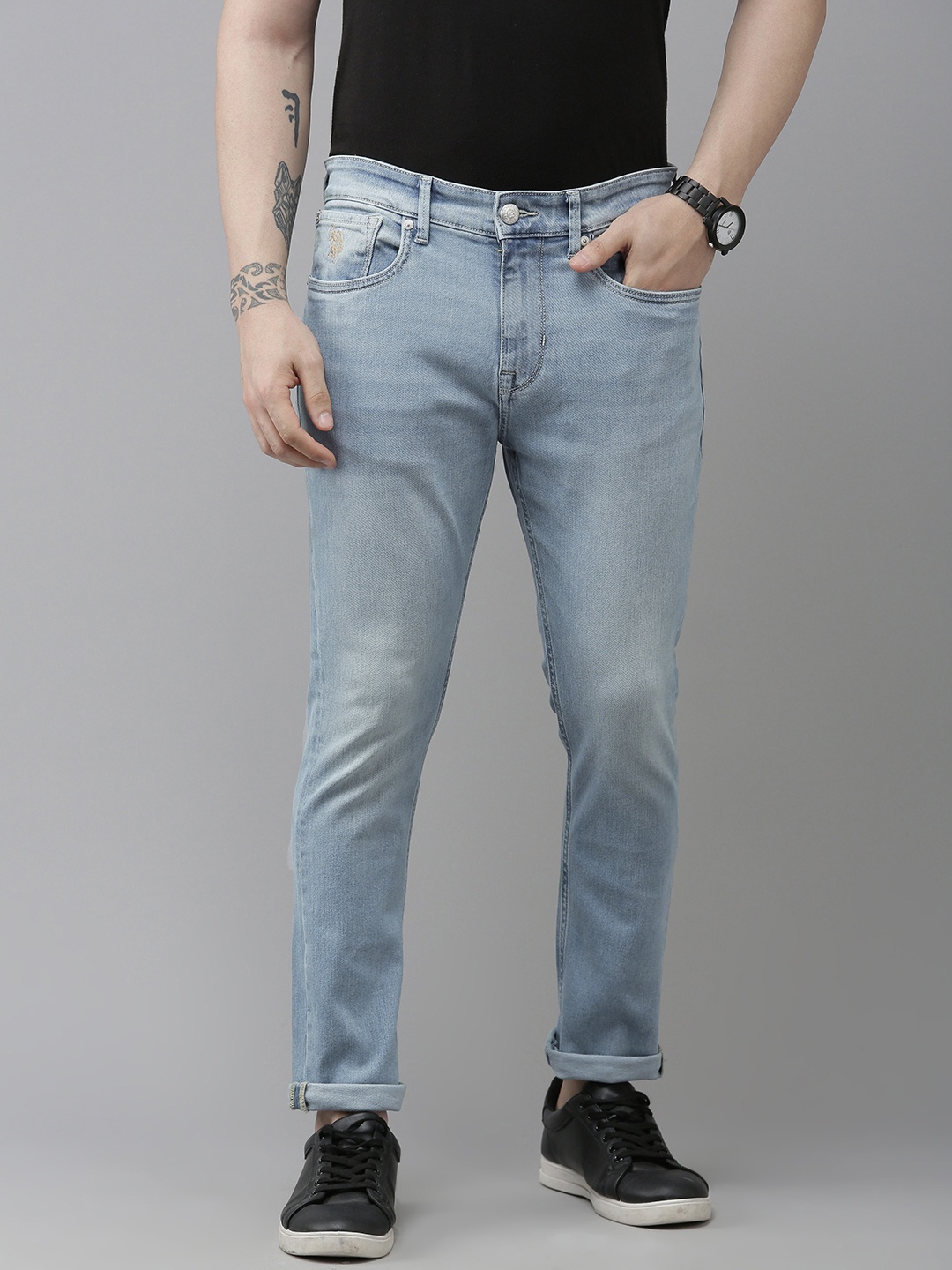 

U S Polo Assn Denim Co Men Blue Skinny Fit Light Fade Bleached Stretchable Jeans