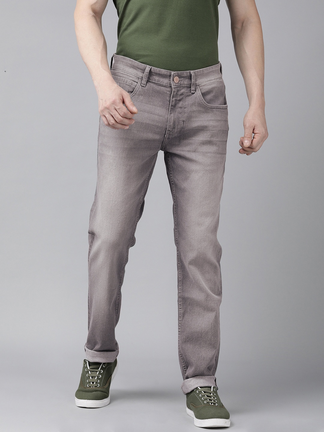 

U S Polo Assn Denim Co. Men Mid-Rise Slim Fit Heavy Fade Stretchable Jeans, Grey