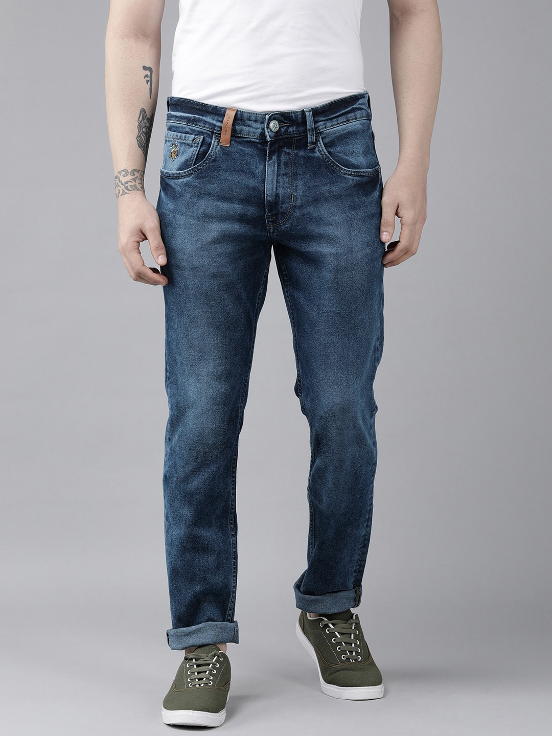 

U.S. Polo Assn. Denim Co. Men Blue Slim Fit Heavy Fade Stretchable Jeans