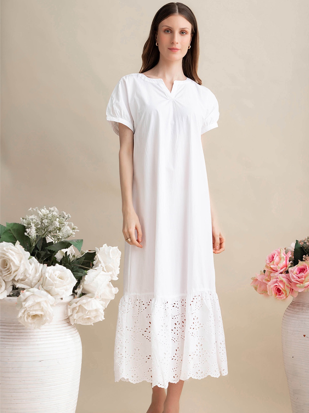 

B.Copenhagen White A-Line Midi Dress