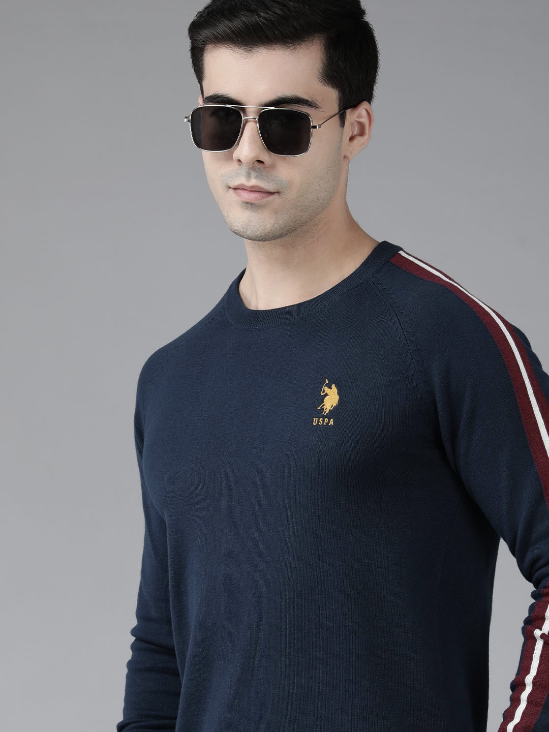 

U.S. Polo Assn. Men Knitted Round Neck Pullover, Navy blue