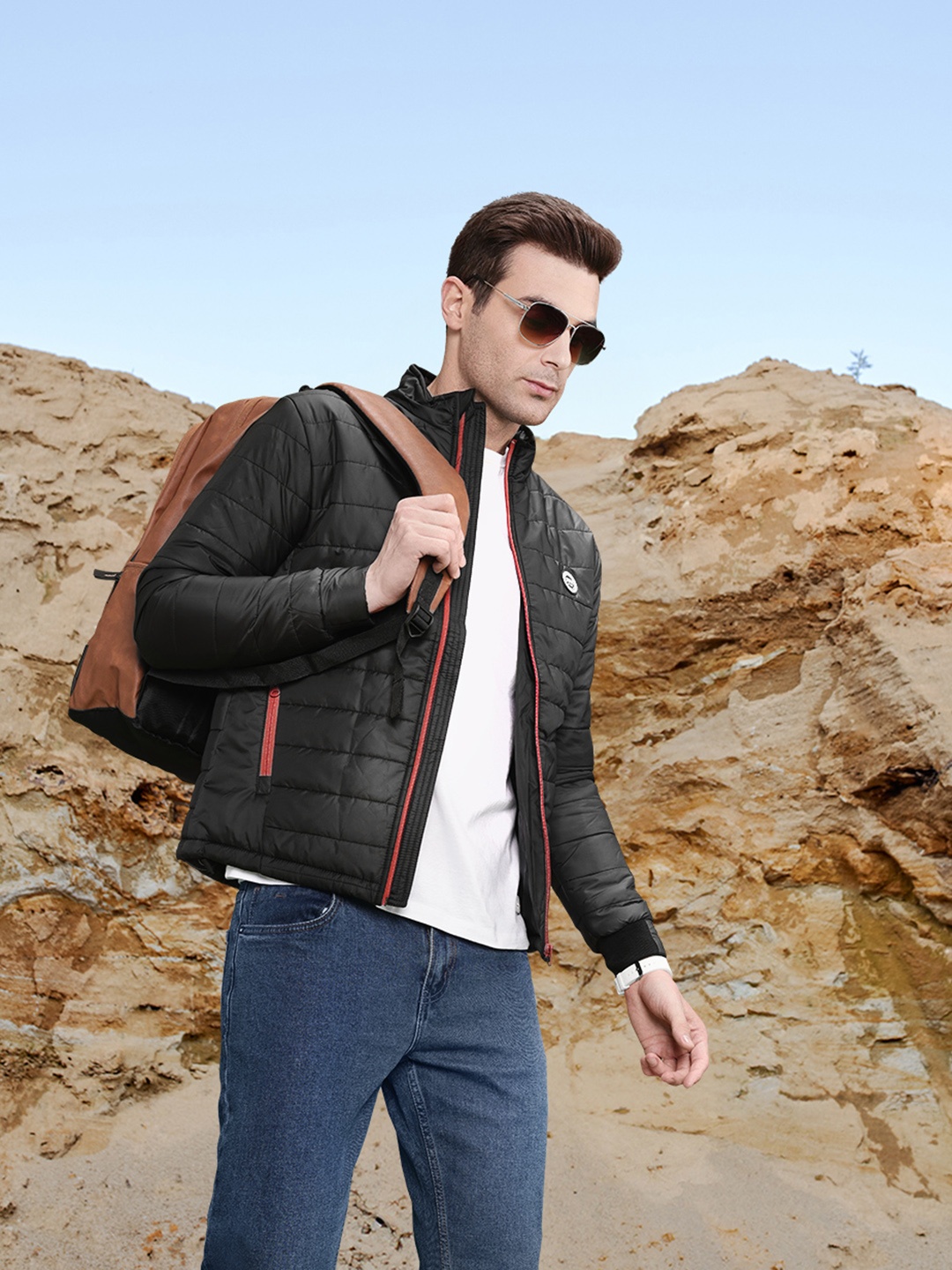 

U.S. Polo Assn. Men Black Solid Brand Logo Puffer Jacket
