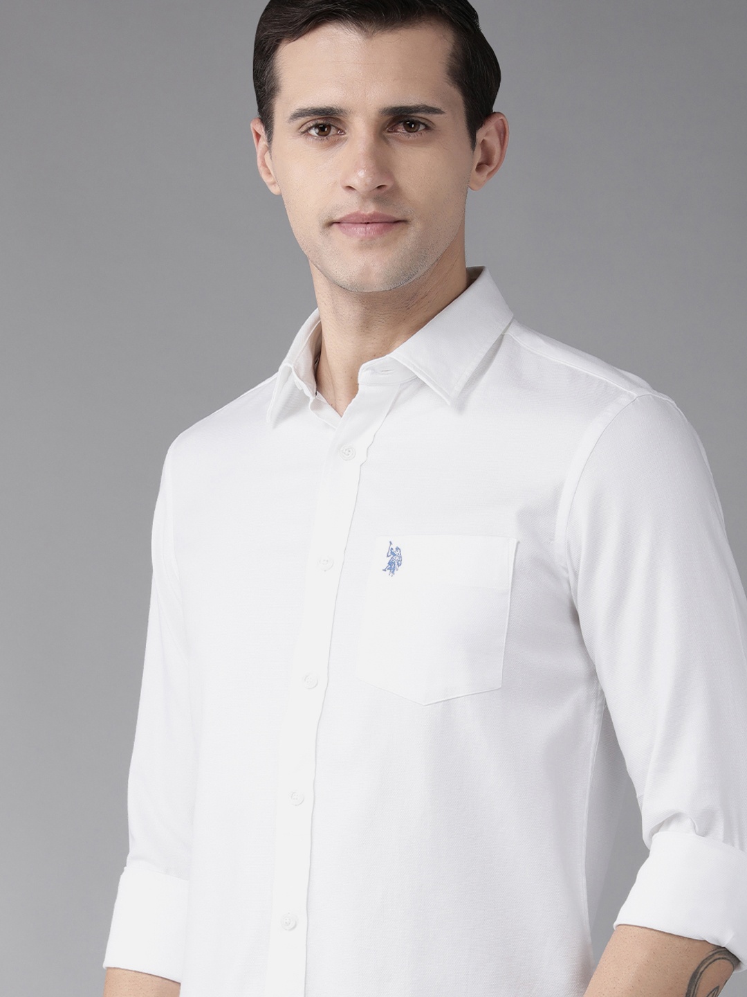 

U S Polo Assn Men White Pure Cotton Casual Shirt