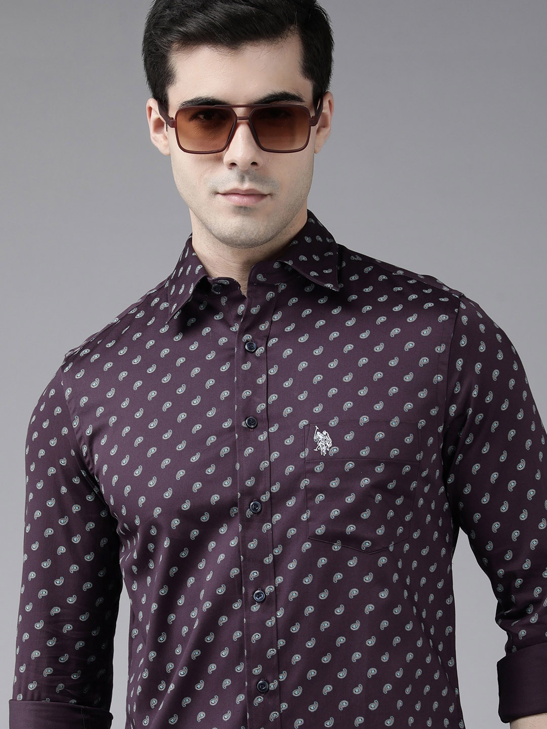 

U.S. Polo Assn. Men Purple Printed Casual Shirt