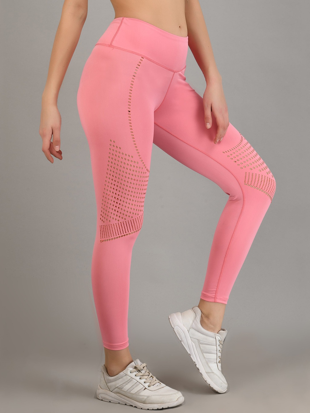 

FITLETHICS Women Pink Solid Ankle Length Training Tights