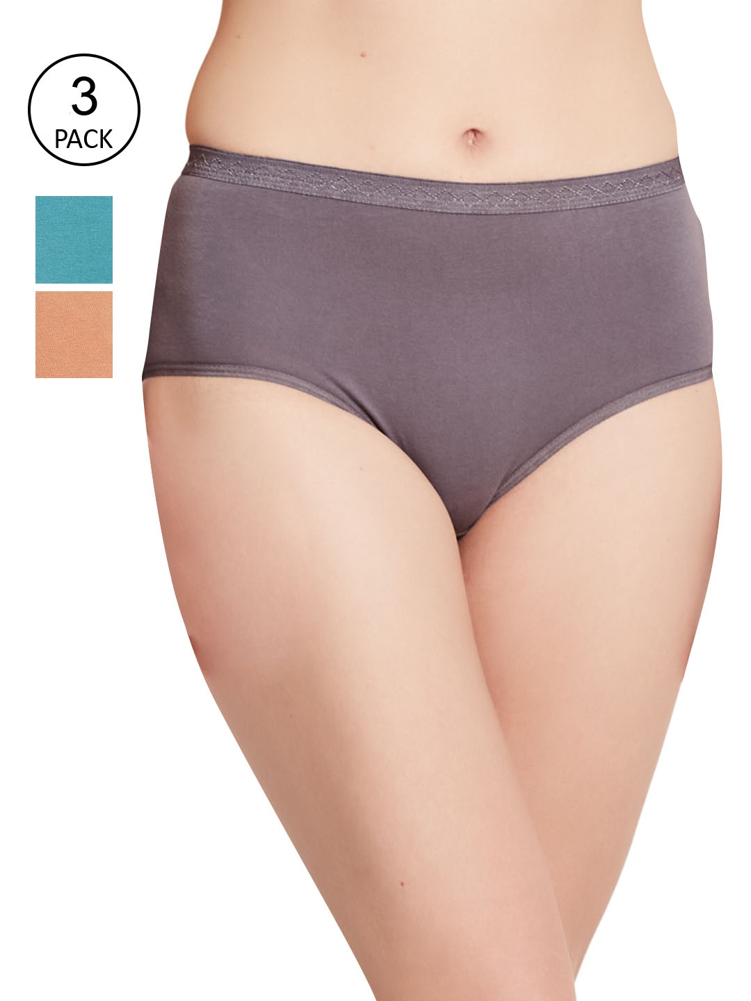 

UNMADE Women Pack Of 3 Assorted Solid Hipster Briefs UM1236 Combo 1-Assorted