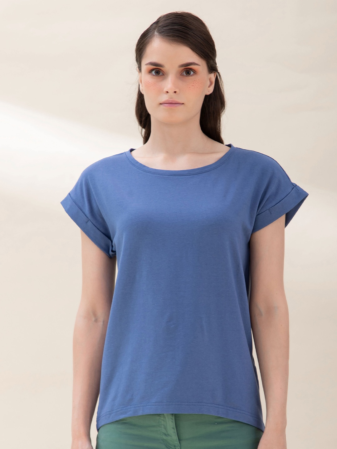 

B.Copenhagen Women Blue Extended Sleeves T-shirt