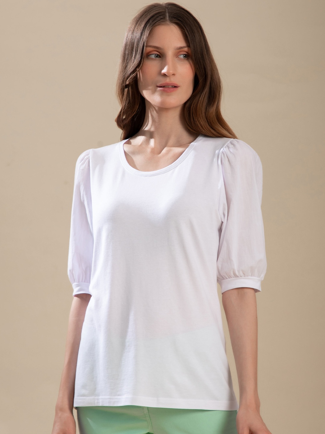 

B.Copenhagen Women White Extended Sleeves T-shirt