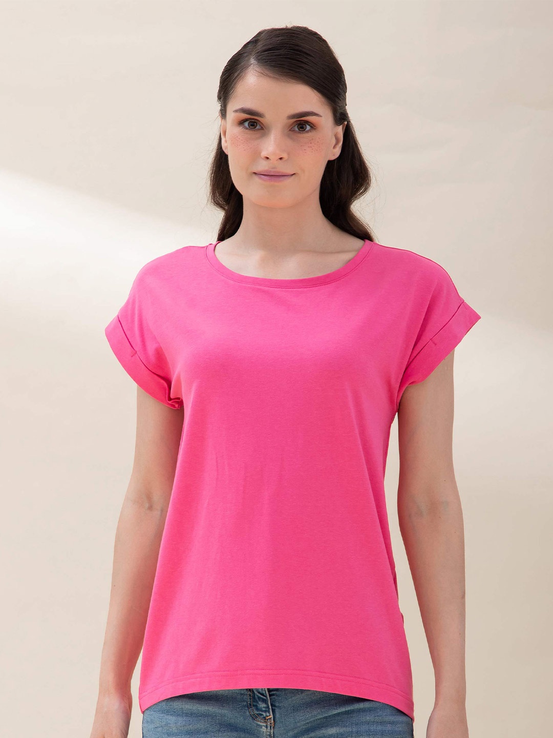 

B.Copenhagen Women Pink Extended Sleeves T-shirt