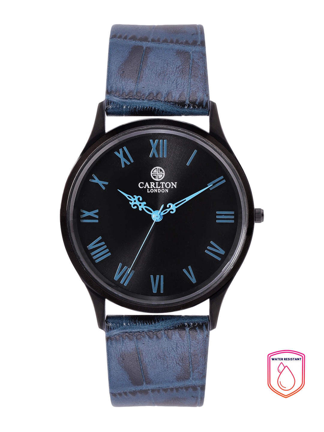 

Carlton London Men Black Dial & Multicoloured Croc Leather Straps Analogue Watch CG001BBBL