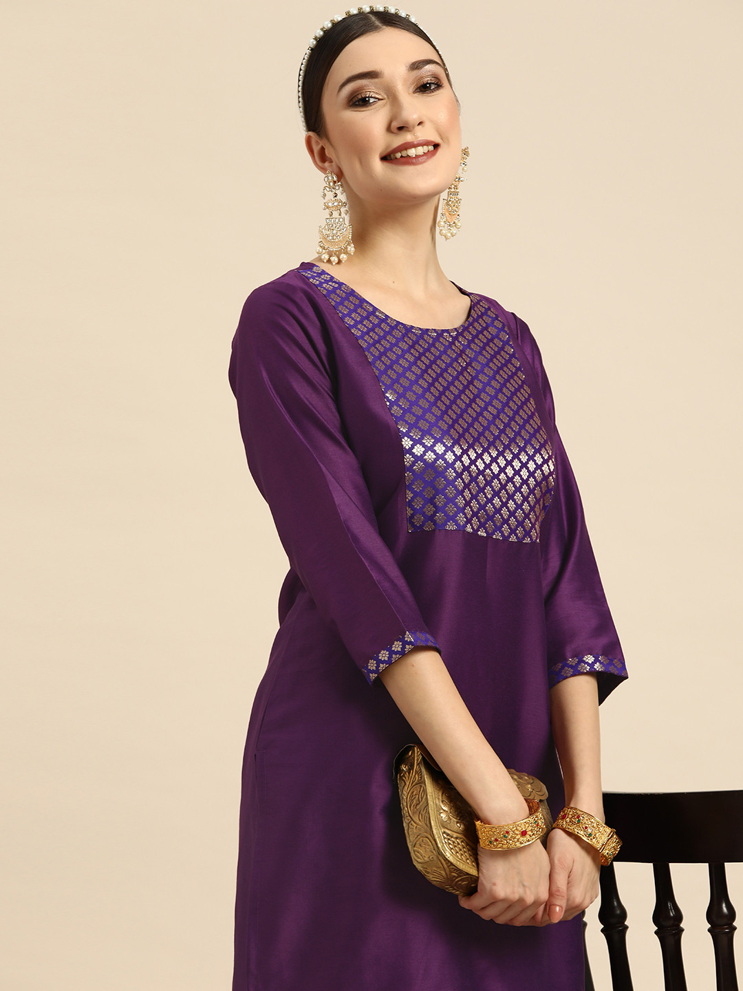 

Sangria Women Purple Ethnic Motifs Printed Kurta