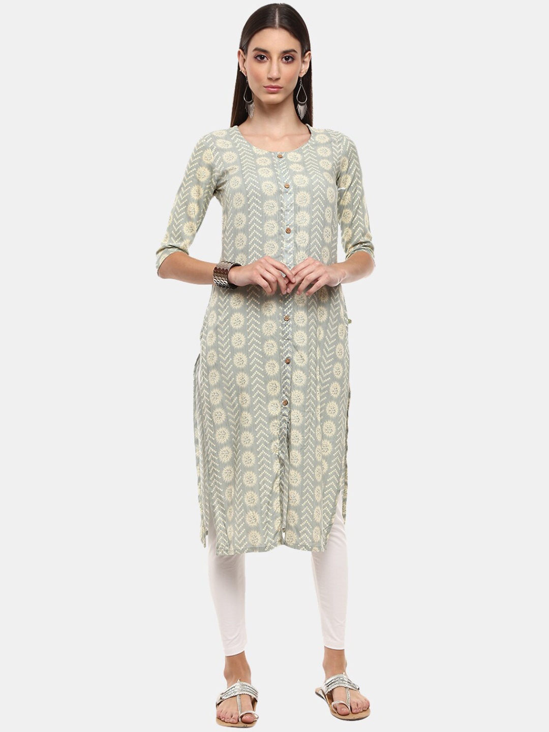 

V-Mart Women Green Ethnic Motifs Embroidered Kurta