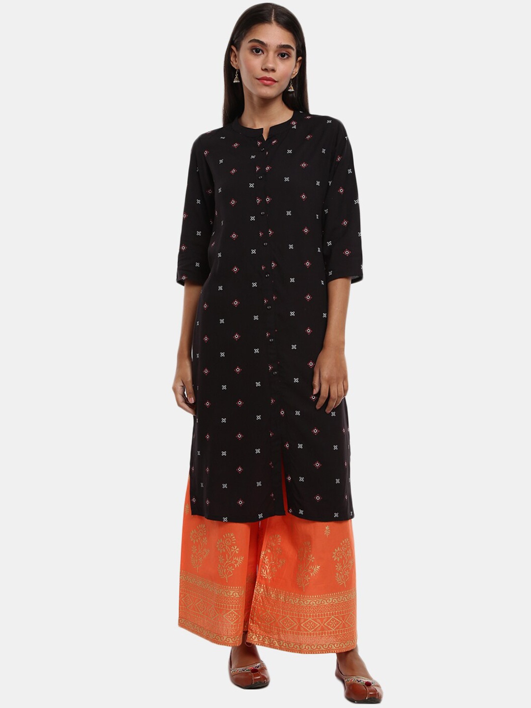 

V-Mart Women Black Geometric Printed Kurta