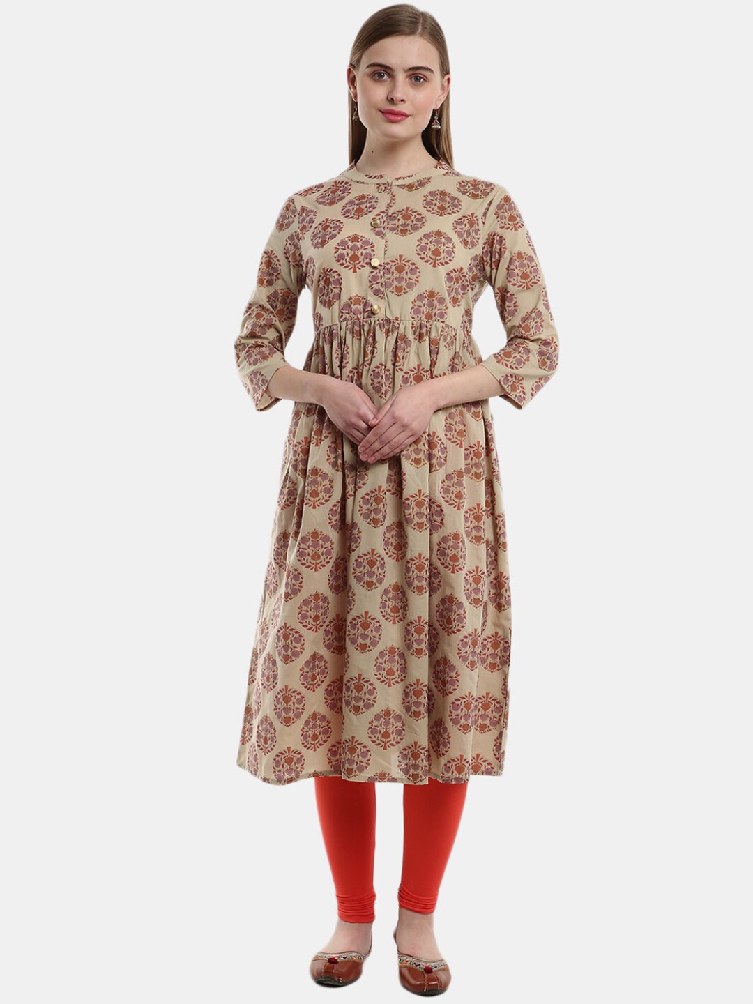 

V-Mart Women Beige Ethnic Motifs Printed Anarkali Kurta