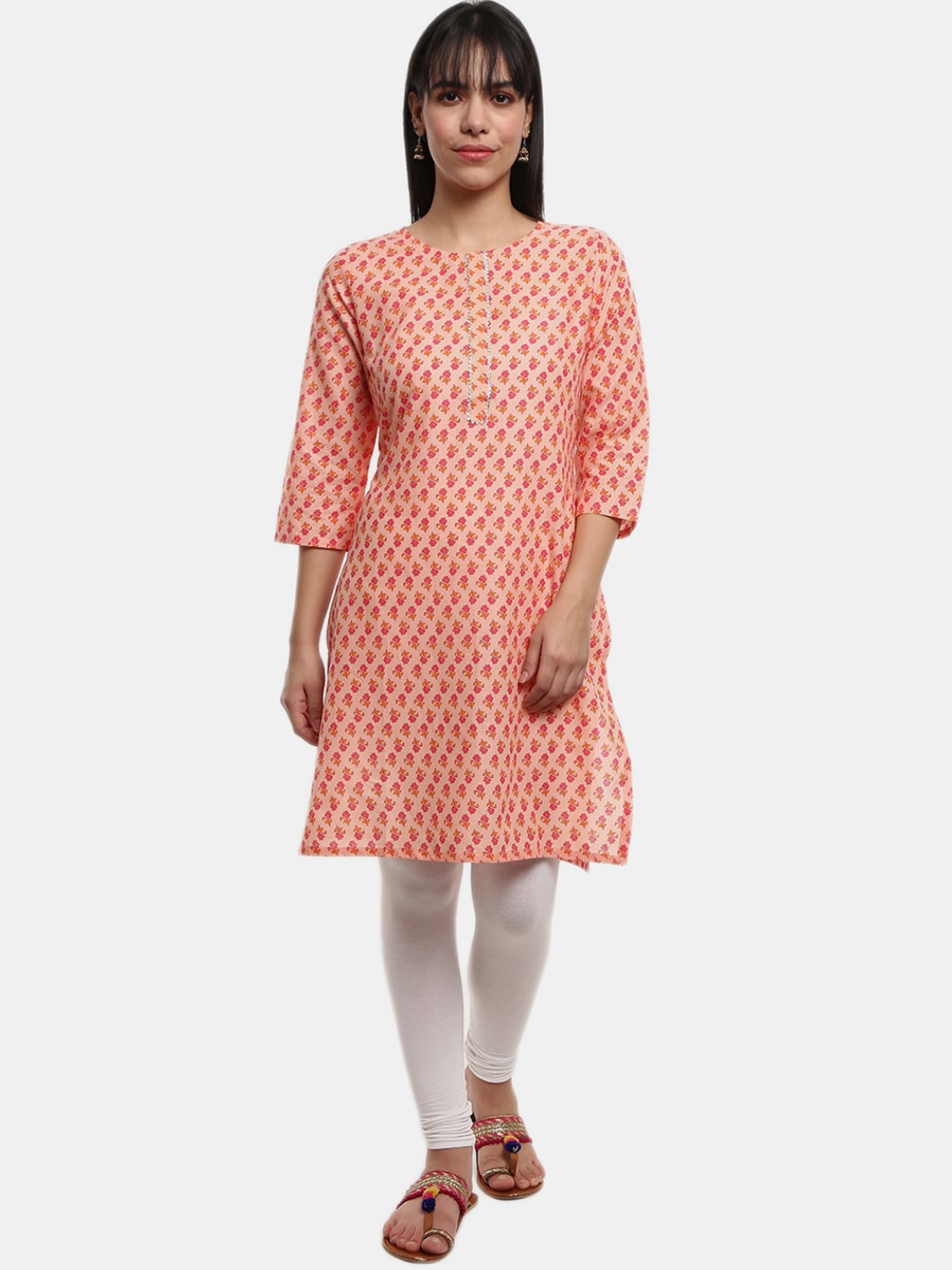 

V-Mart Women Coral & Pink Floral Printed Floral Kurta