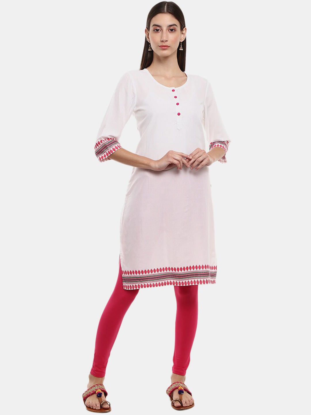 

V-Mart Women White & Red Ethnic Motifs Kurta