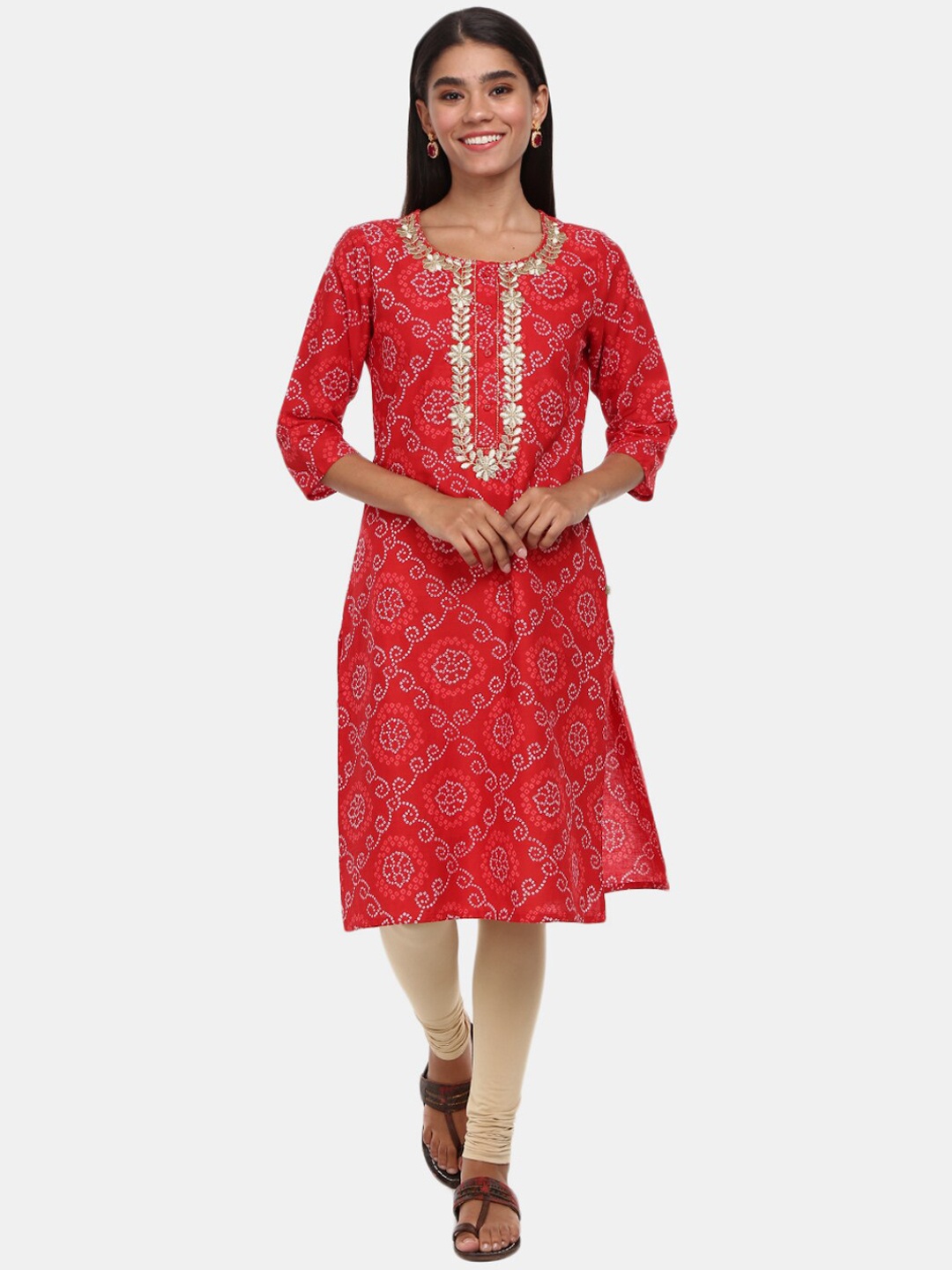 

V-Mart Women Red Bandhani Printed Kurta