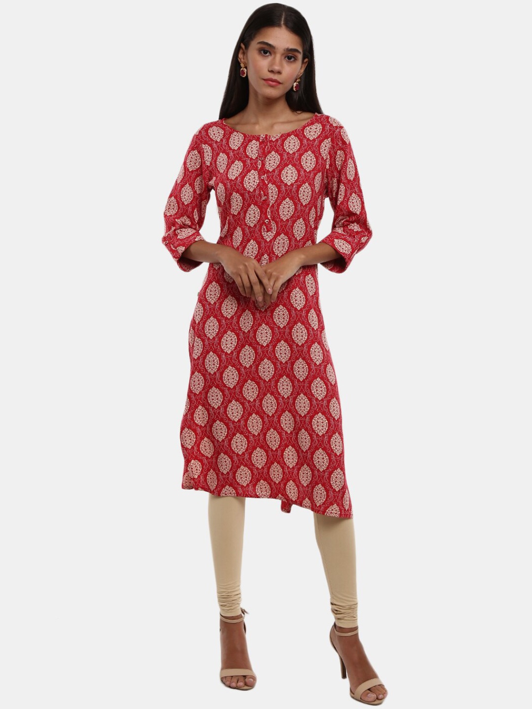 

V-Mart Women Red Ethnic Motifs Printed Kurta