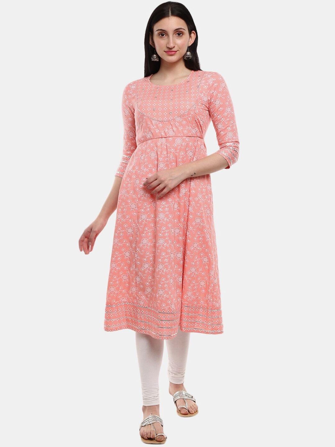 

V-Mart Women Peach-Coloured Ethnic Motifs Printed Kurta