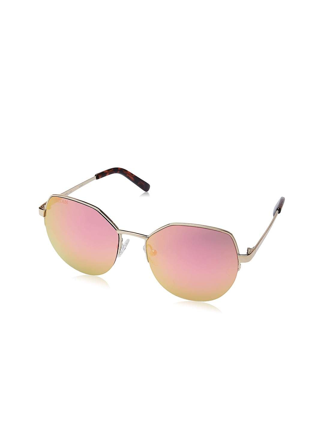 

Titan Unisex Pink Lens & Gold-Toned Cateye Sunglasses with Polarised and UV Protected Lens