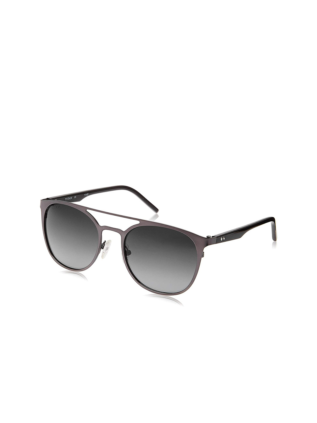 

Titan Unisex Black Lens & Gunmetal-Toned Round Sunglasses with Polarised and UV Protected Lens