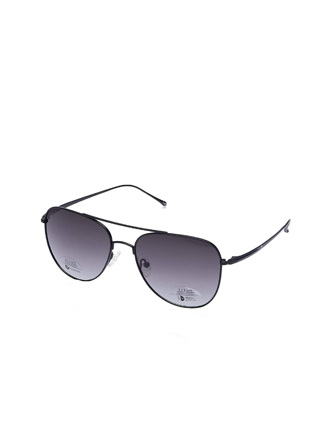 

Titan Unisex Black Lens & Black Aviator Sunglasses with Polarised and UV Protected Lens