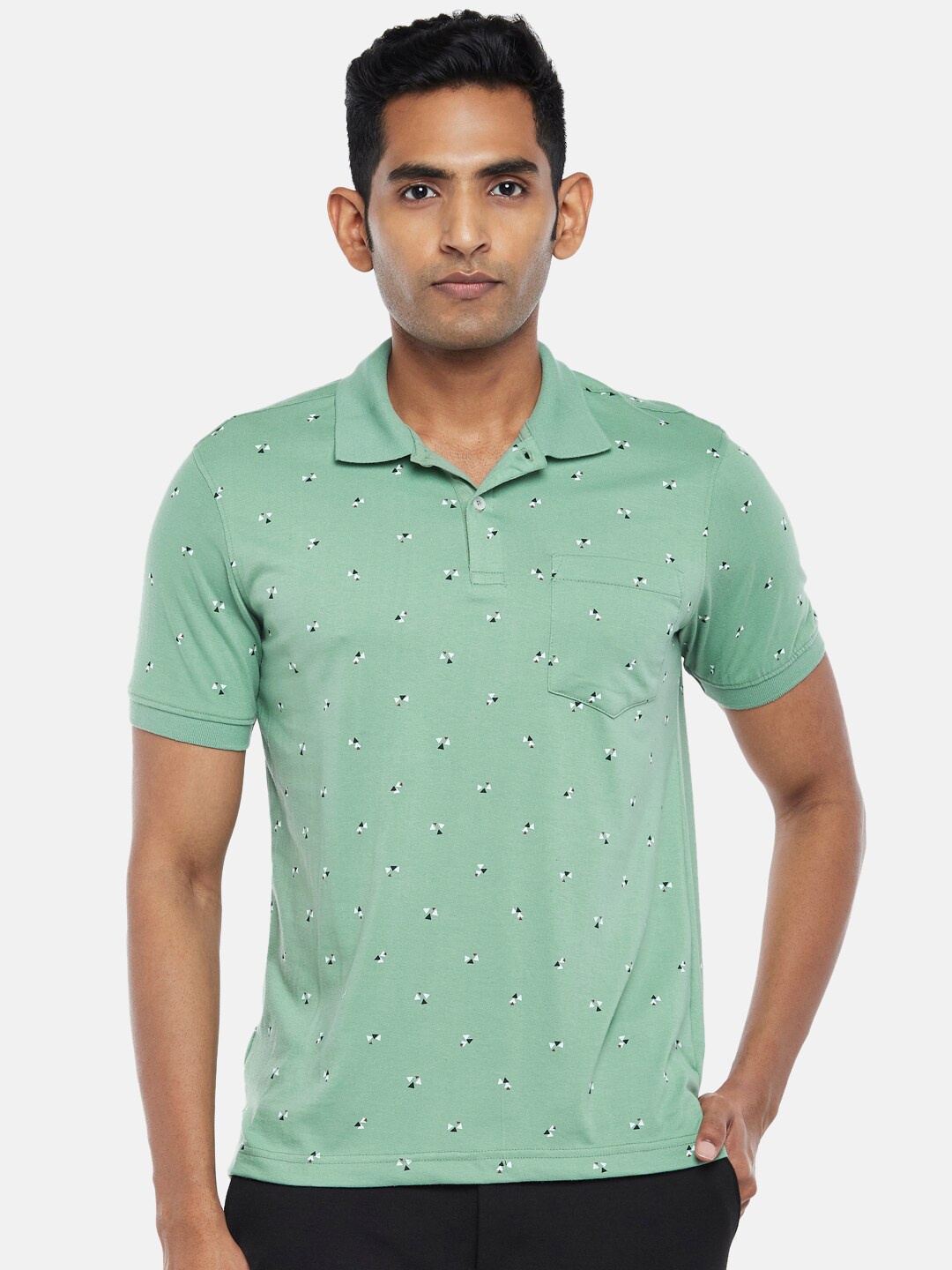 

BYFORD by Pantaloons Men Green Polo Collar Slim Fit T-shirt